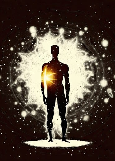 body silhouette with space and galaxy  background, milky way, spiritual life and belief, Made by AI, Artificial intelligence