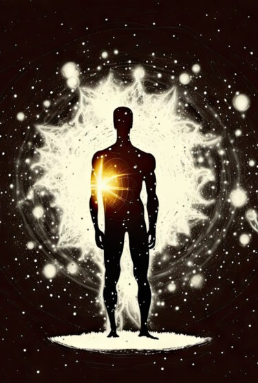 body silhouette with space and galaxy  background, milky way, spiritual life and belief, Made by AI, Artificial intelligence